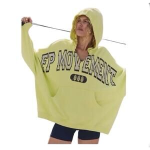Free People Best Of Hoodie Neon Logo Sweatshirt Large Oversized RARE NWT